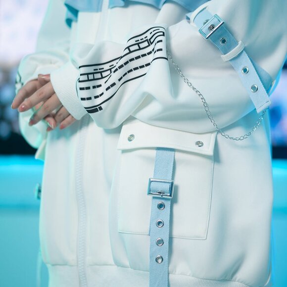 NEW ACDC RAG x Hatsune Miku Forever White Blue Frill Oversized Jacket - Picture 6 of 10